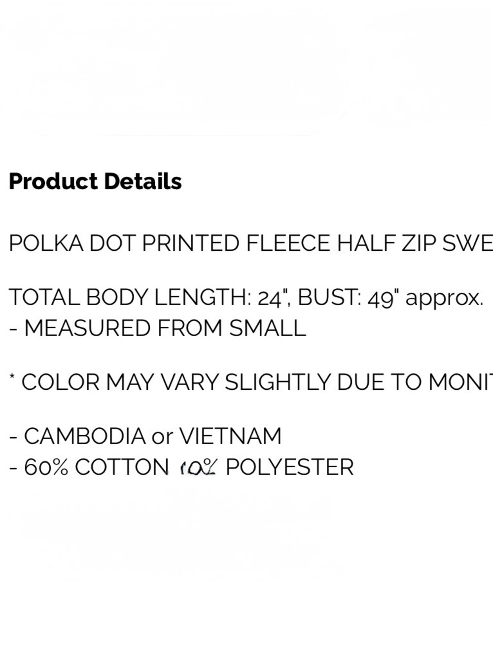 πNEW! LAST TWO! Polka Dot Half-Zip Fleece Pullover - Ash Mocha/Brown - Picture 4 of 4